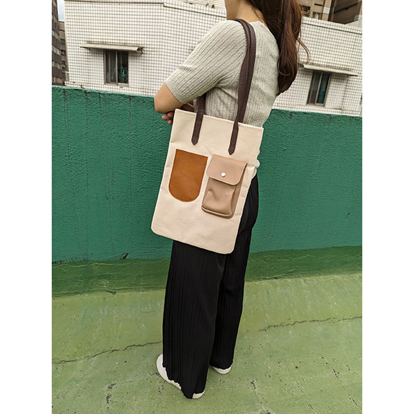 pockets colorful canvas tote handbag shopper  for shopping school_ 3